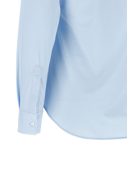 Blouse by XACUS for women in stretch polyamide light-blue presents a discerning silhouette, showcasing a sophisticated and for a truly discerning finish.