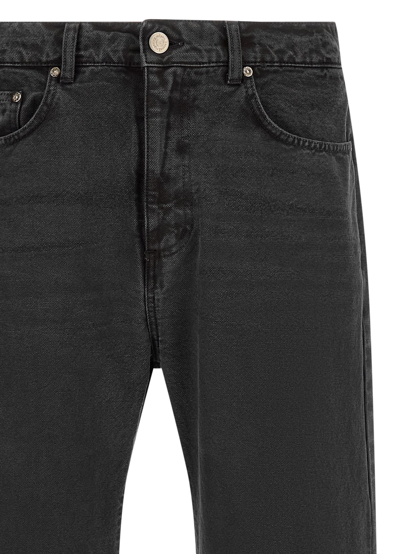 Jeans by MFPEN for men in organic cotton denim gray presents a tailored silhouette, showcasing a tailored straight-leg & wide and long cut with a refined for a truly tailored aesthetic.