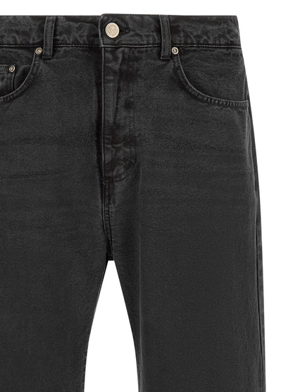 Jeans by MFPEN for men in organic cotton denim gray presents a tailored silhouette, showcasing a tailored straight-leg & wide and long cut with a refined for a truly tailored aesthetic.