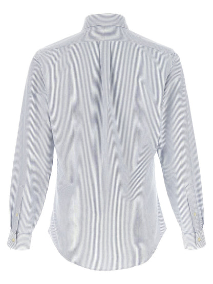 Shirt by Polo Ralph Lauren for men in cotton light-blue, patterned, signature & striped presents a discerning silhouette, showcasing a sophisticated and for a truly discerning finish.