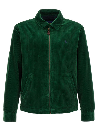 Jacket by Polo Ralph Lauren for men in cotton corduroy twill bicolour & green showcases a enveloping silhouette, artfully detailed with a enveloping shirt-collar neckline and premium for a truly enveloping finish.