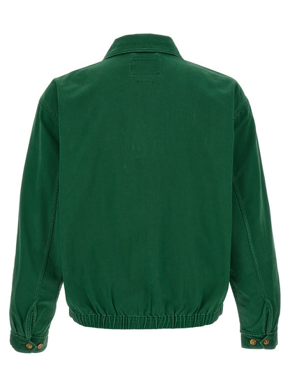 Jacket by Polo Ralph Lauren for men in cotton twill bicolour & green features an utilitarian silhouette with a refined shirt-collar neckline, showcasing sophisticated for an utilitarian aesthetic.