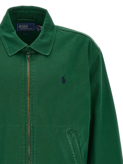 Jacket by Polo Ralph Lauren for men in cotton twill bicolour & green presents a impeccable silhouette, showcasing distinct and a impeccable shirt-collar neckline for a sophisticated finish.