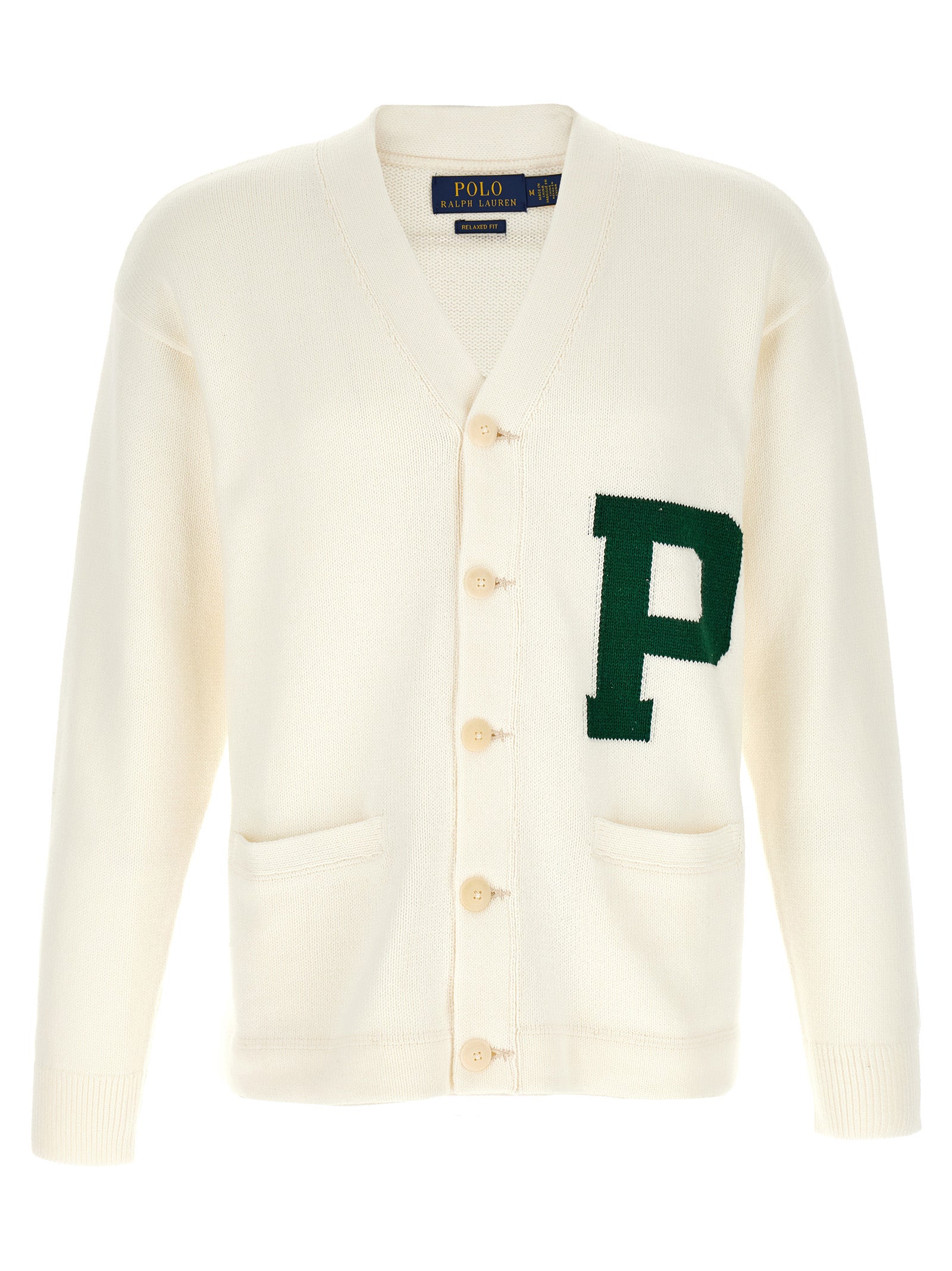 Cardigan by Polo Ralph Lauren for men in cotton bicolour & green showcases a luxurious silhouette, meticulously detailed with a sophisticated v-neck neckline and long-sleeve for a refined finish.