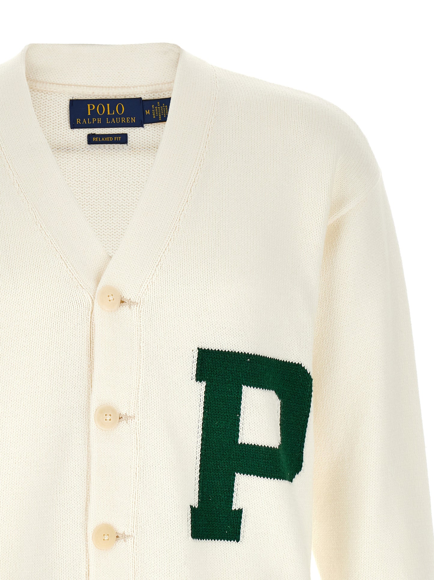 Cardigan by Polo Ralph Lauren for men in cotton bicolour & green features an crisp silhouette, showcasing a sophisticated v-neck neckline and detail for a truly crisp finish.