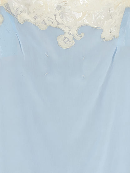 Dress by Maison Margiela for women in cupro & copper copper, light-blue, transparent & signature features an cute silhouette, detailed with a and that elegantly flows into a cute short mini.