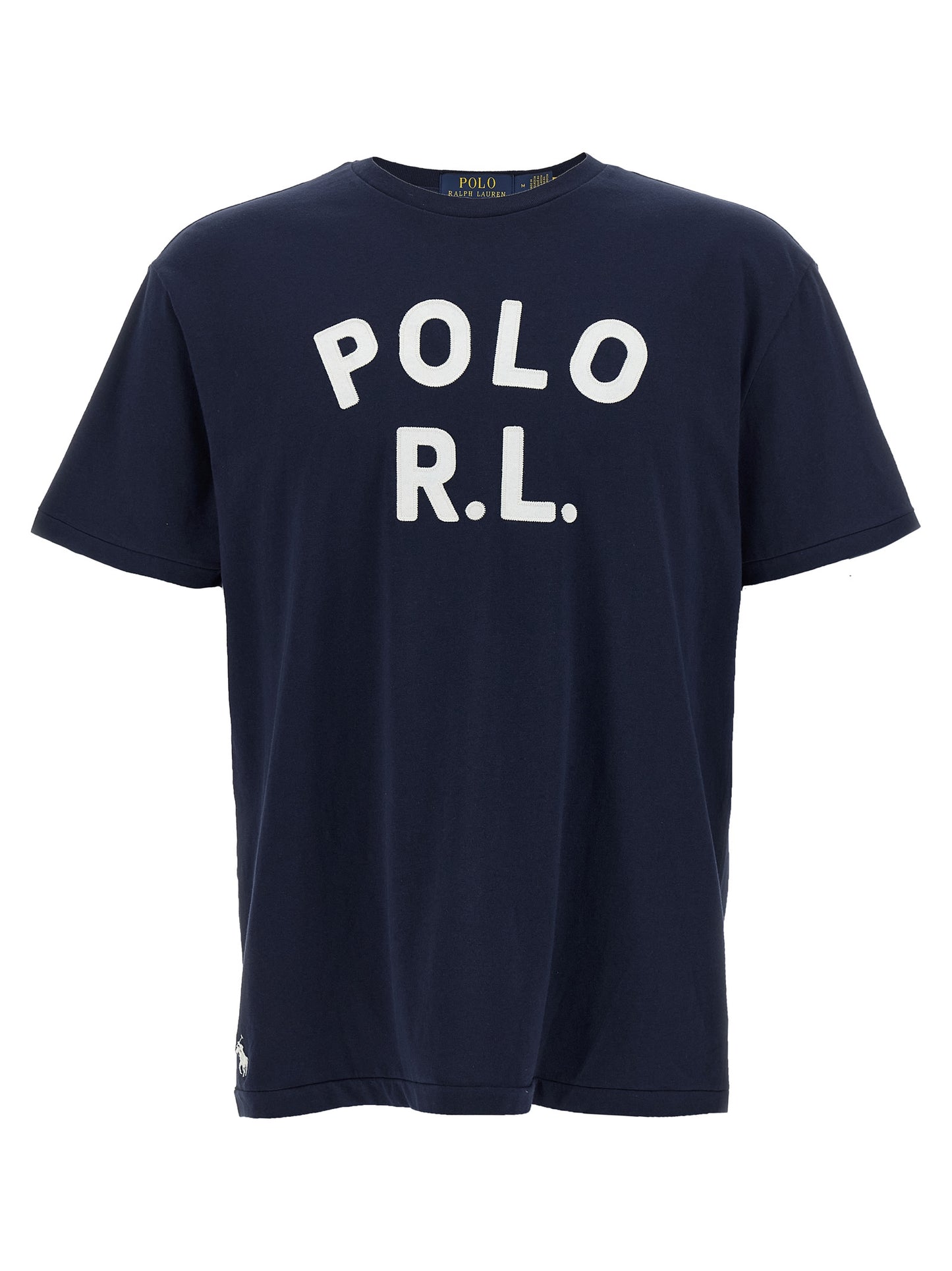 Polo Shirt by Polo Ralph Lauren for men in cotton blue showcases a sharp silhouette, detailed with a refined crew neckline and sharp short-sleeve for a sophisticated finish.