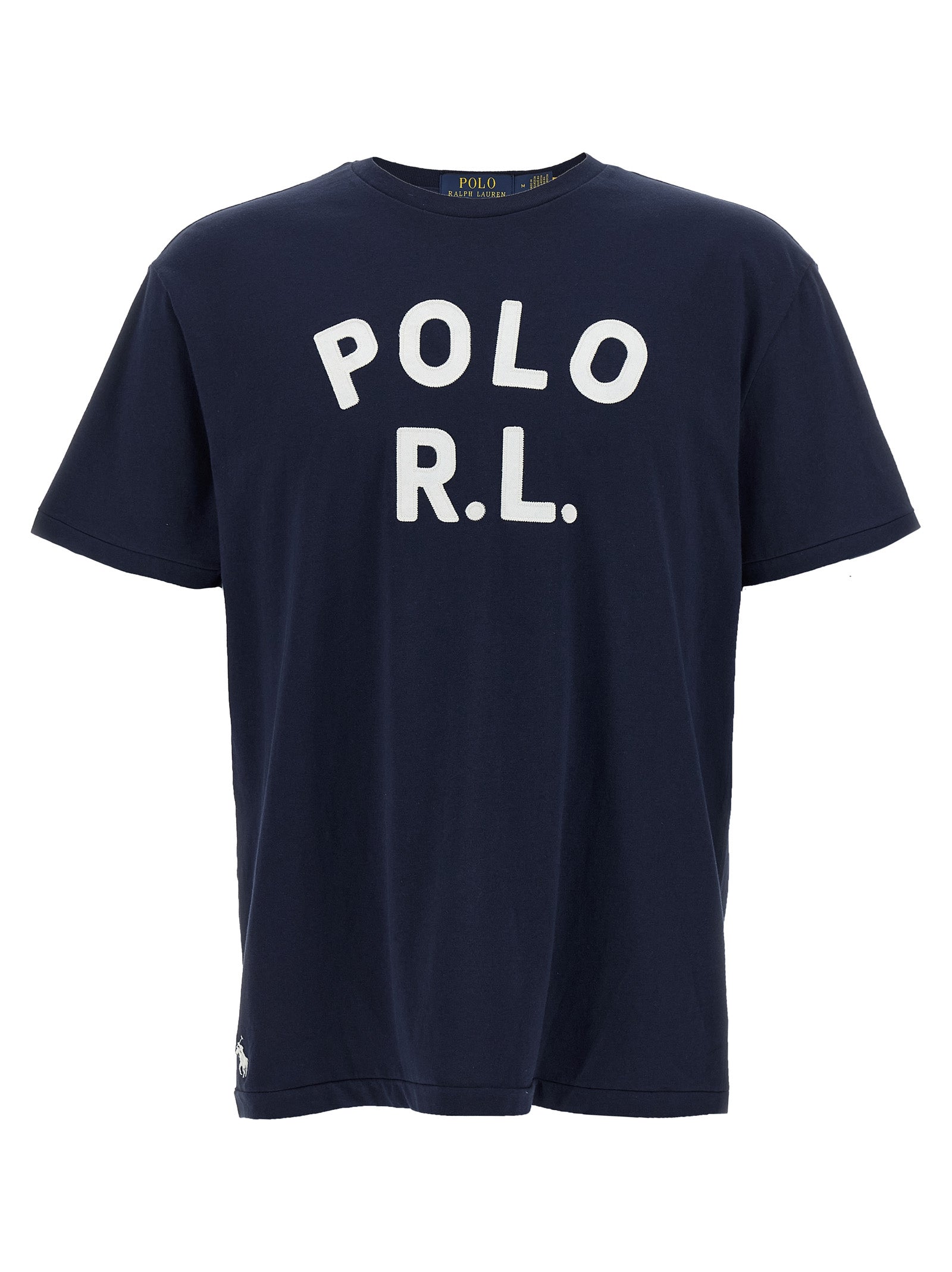 Polo Shirt by Polo Ralph Lauren for men in cotton blue showcases a sharp silhouette, detailed with a refined crew neckline and sharp short-sleeve for a sophisticated finish.