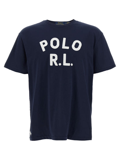 Polo Shirt by Polo Ralph Lauren for men in cotton blue showcases a sharp silhouette, detailed with a refined crew neckline and sharp short-sleeve for a sophisticated finish.