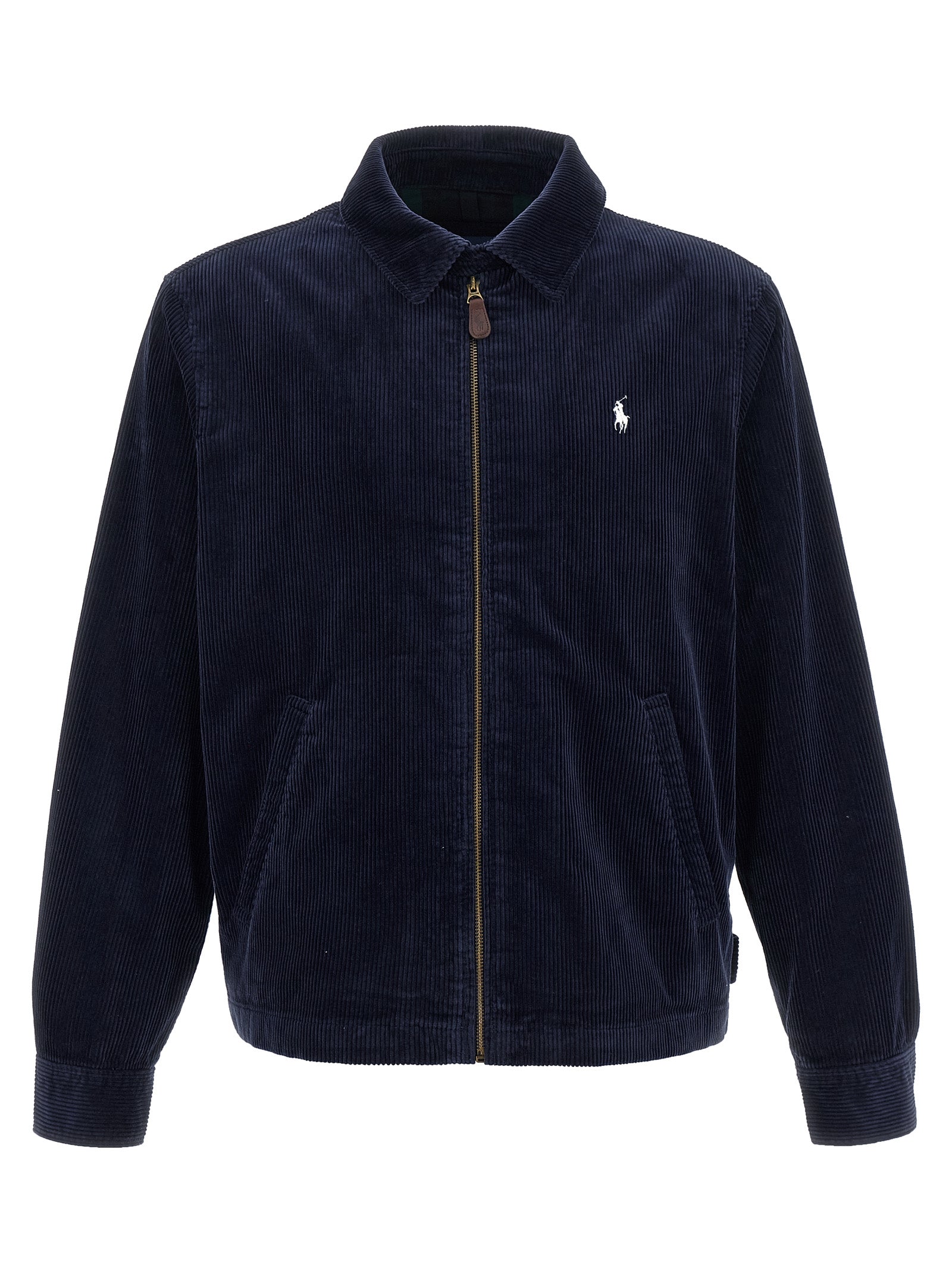 Overcoat by Polo Ralph Lauren for men in cotton corduroy twill blue features a contemporary silhouette showcasing a contemporary shirt-collar neckline and refined for a sophisticated finish.