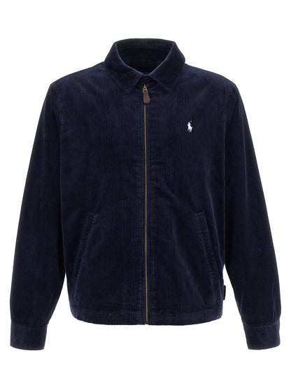 Overcoat by Polo Ralph Lauren for men in cotton corduroy twill blue features a contemporary silhouette showcasing a contemporary shirt-collar neckline and refined for a sophisticated finish.