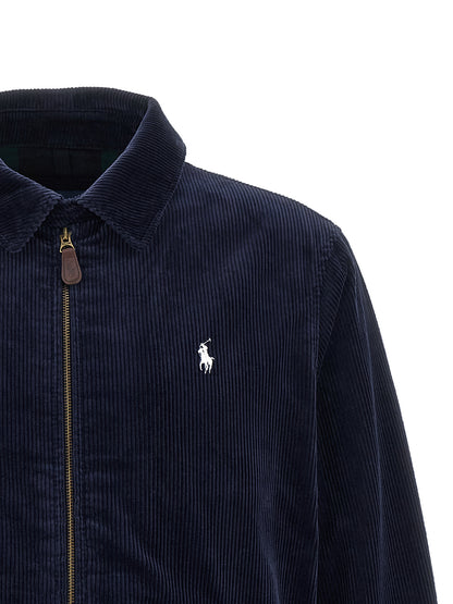 Overcoat by Polo Ralph Lauren for men in cotton corduroy twill blue presents a luxurious silhouette, showcasing a luxurious shirt-collar neckline and sophisticated for a premium, luxurious look.