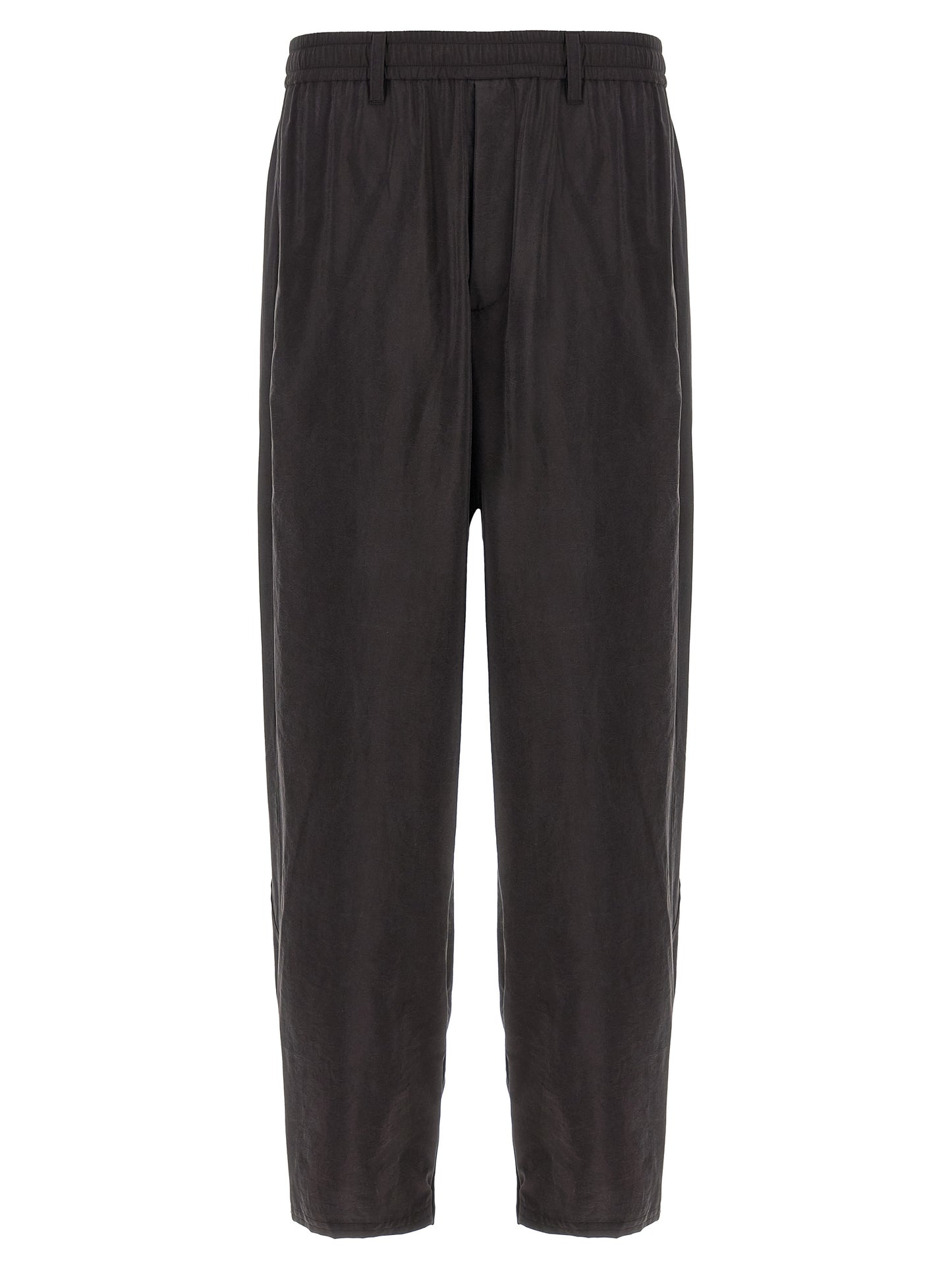 SSSTEIN Track Men's Tapered Leg Athletic Wide Silk & Nylon Trousers - Brown