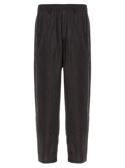 SSSTEIN Track Men's Tapered Leg Athletic Wide Silk & Nylon Trousers - Brown