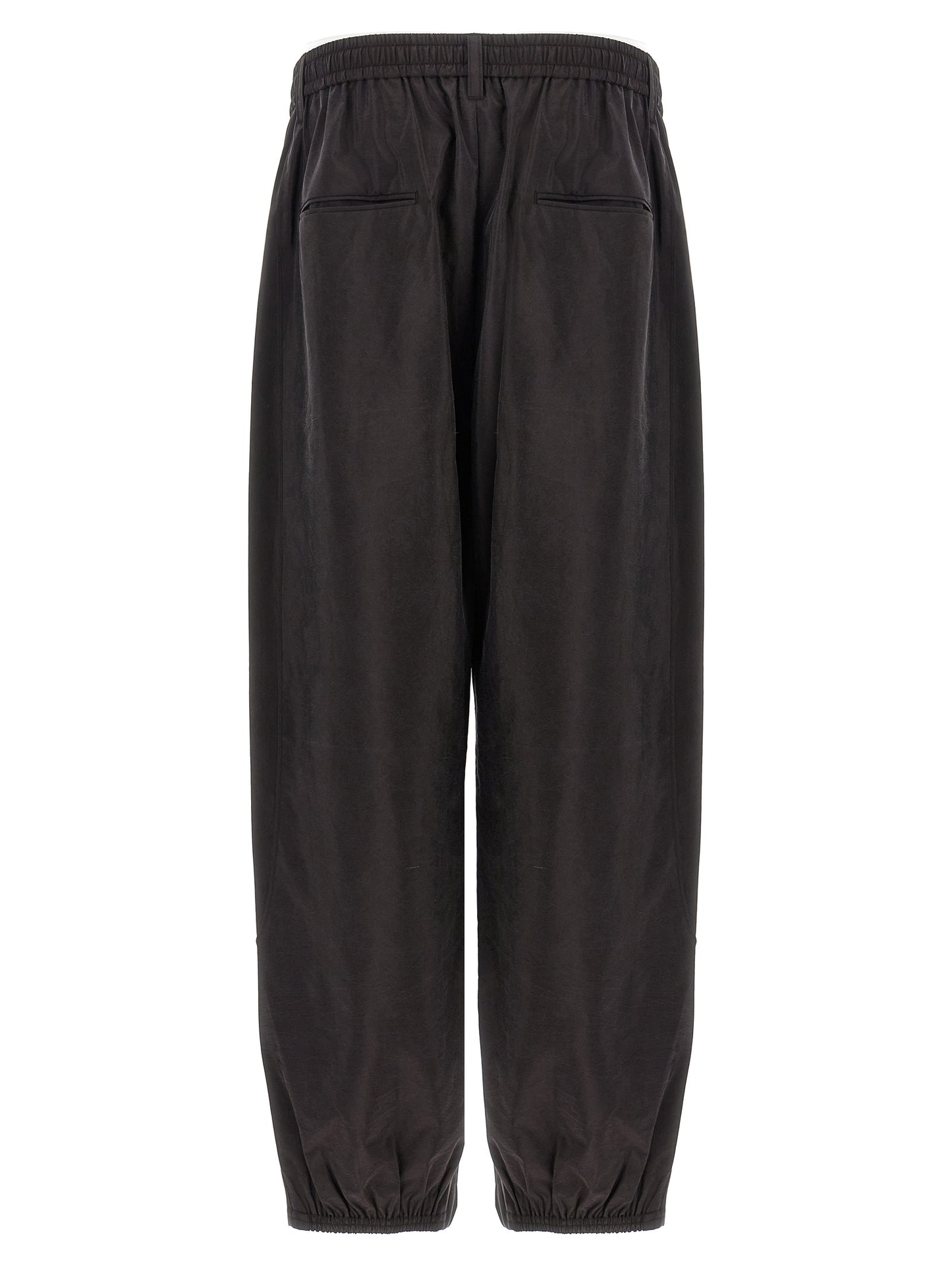 SSSTEIN Track Men's Tapered Leg Athletic Wide Silk & Nylon Trousers - Brown