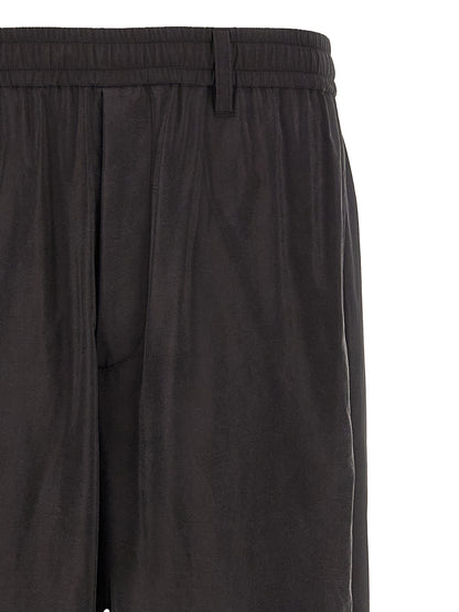 SSSTEIN Track Men's Tapered Leg Athletic Wide Silk & Nylon Trousers - Brown