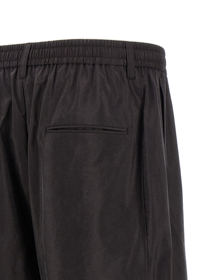 SSSTEIN Track Men's Tapered Leg Athletic Wide Silk & Nylon Trousers - Brown