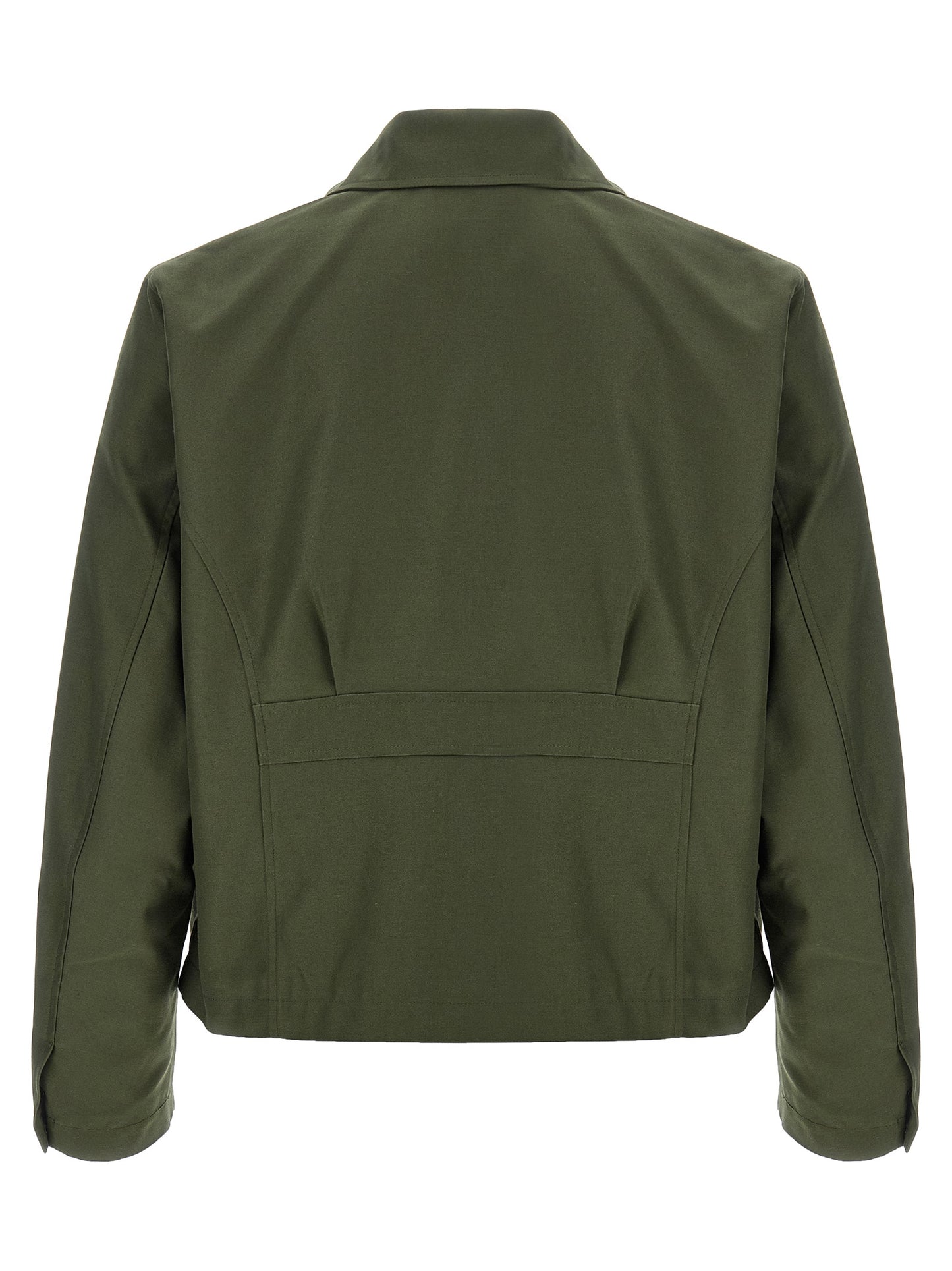 Overcoat by SECOND/LAYER for men in cotton polyester canvas bicolour, green & monogram showcases a architectural silhouette, artfully detailed with a distinctive shirt-collar neckline and functional pockets for a architectural finish.