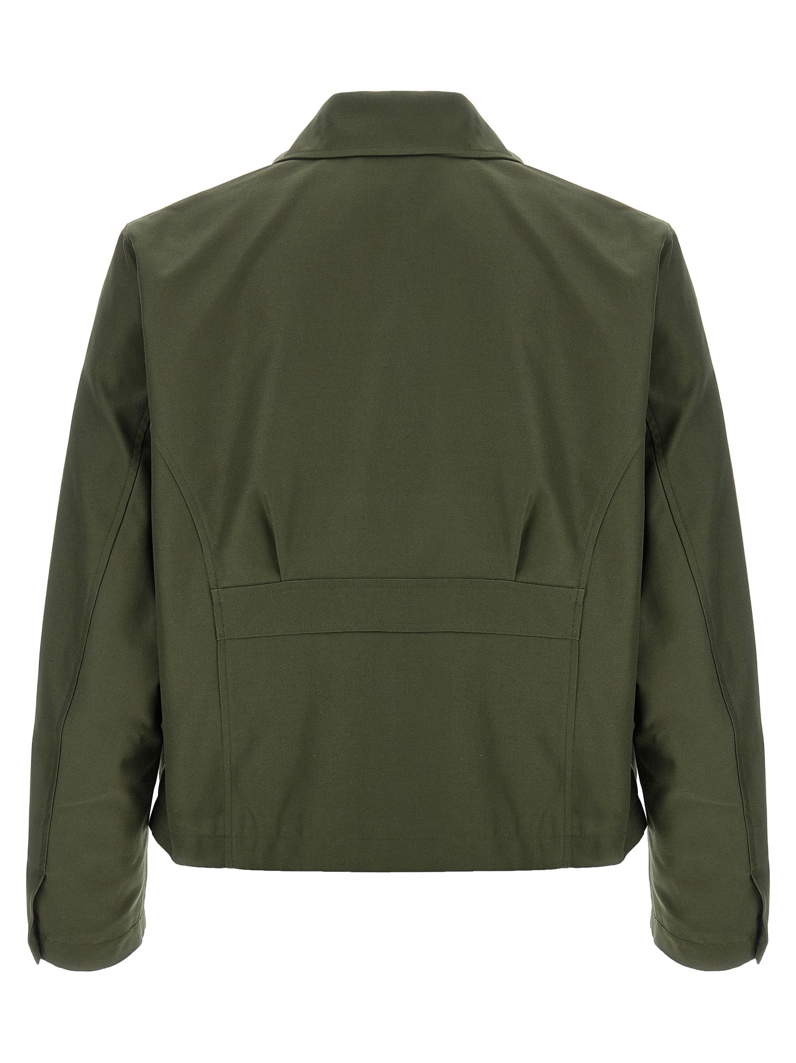 Overcoat by SECOND/LAYER for men in cotton polyester canvas bicolour, green & monogram showcases a architectural silhouette, artfully detailed with a distinctive shirt-collar neckline and functional pockets for a architectural finish.