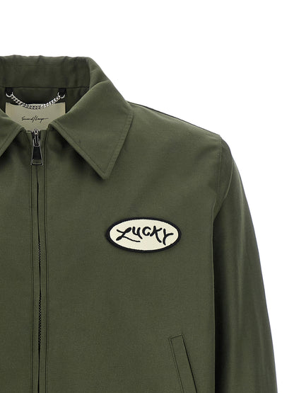Overcoat by SECOND/LAYER for men in cotton polyester canvas bicolour, green & monogram features a cosy chic silhouette, artfully detailed with a sophisticated shirt-collar neckline and premium pockets for a cosy chic finish.
