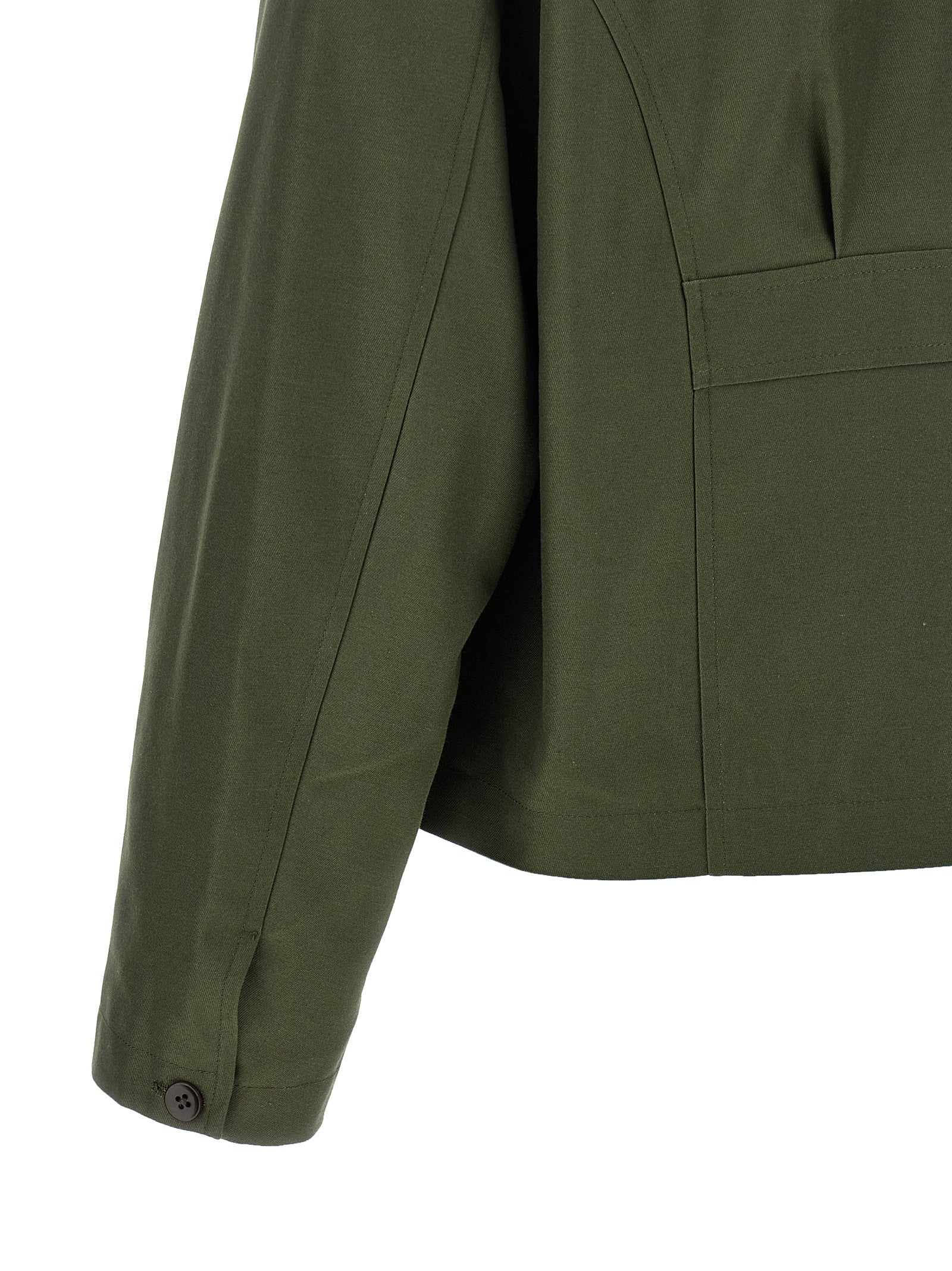 Overcoat by SECOND/LAYER for men in cotton polyester canvas bicolour, green & monogram presents a luxurious silhouette, showcasing a luxurious and sophisticated pockets for a premium, luxurious look.