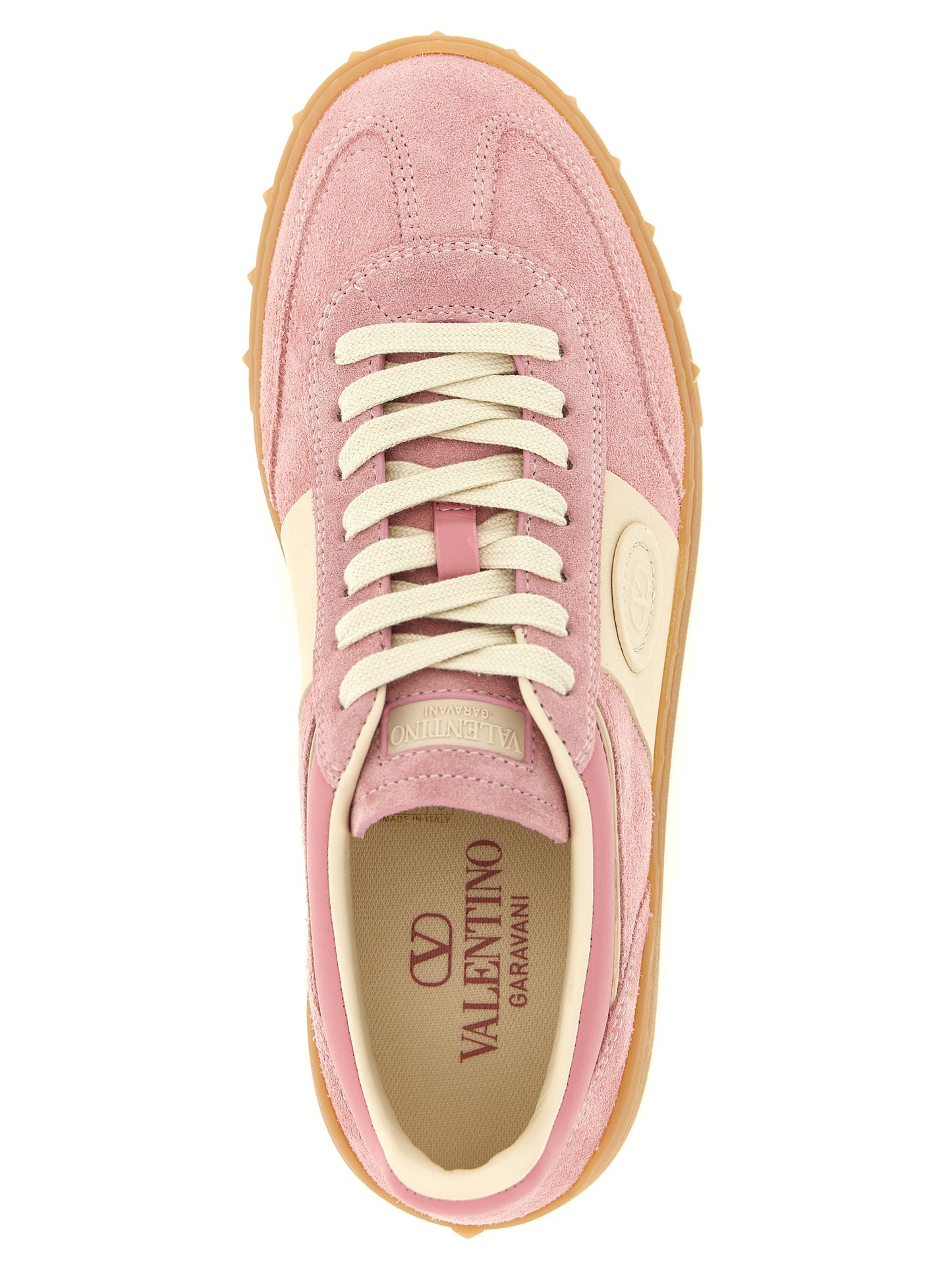 Sneakers by Valentino Garavani for women in calfskin leather multicolor, pink & signature presents a impeccable silhouette as V Logo Women's Low Top Calfskin Leather Sneakers, expertly defined by a impeccable low-top style for a impeccable, high-fashion look.