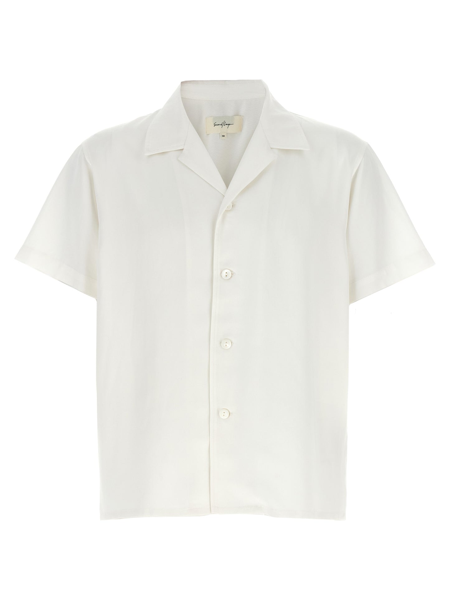 Shirt by SECOND/LAYER for men in lyocell white, featuring a nuanced short-sleeve and nuanced for a sophisticated finish.