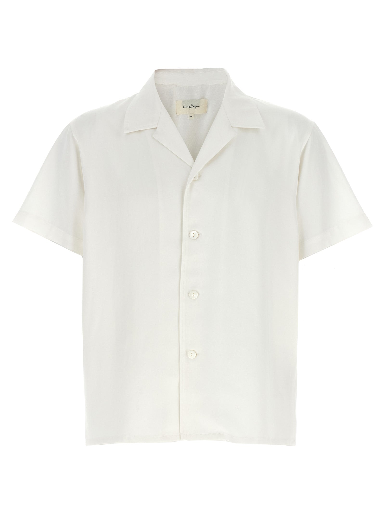 Shirt by SECOND/LAYER for men in lyocell white, featuring a nuanced short-sleeve and nuanced for a sophisticated finish.