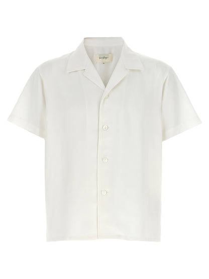 Shirt by SECOND/LAYER for men in lyocell white, featuring a nuanced short-sleeve and nuanced for a sophisticated finish.