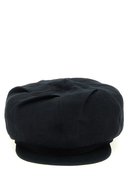 Hat by Yohji Yamamoto for men in linen black presents a refined silhouette from the Linen Hat collection, showcasing a refined design that defines modern luxury.