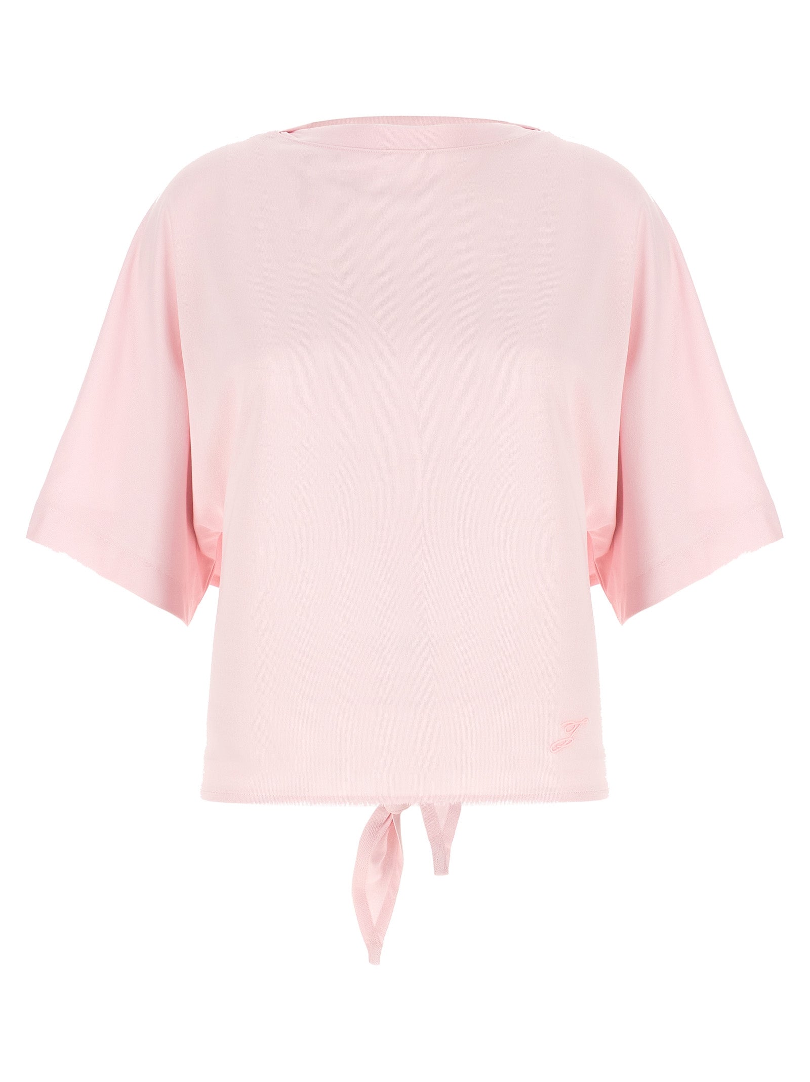 T-Shirt by Jacquemus for women in polyester multicolor & pink showcases a dramatic silhouette, elegantly detailed with a dramatic and short-sleeve for a truly dramatic finish.