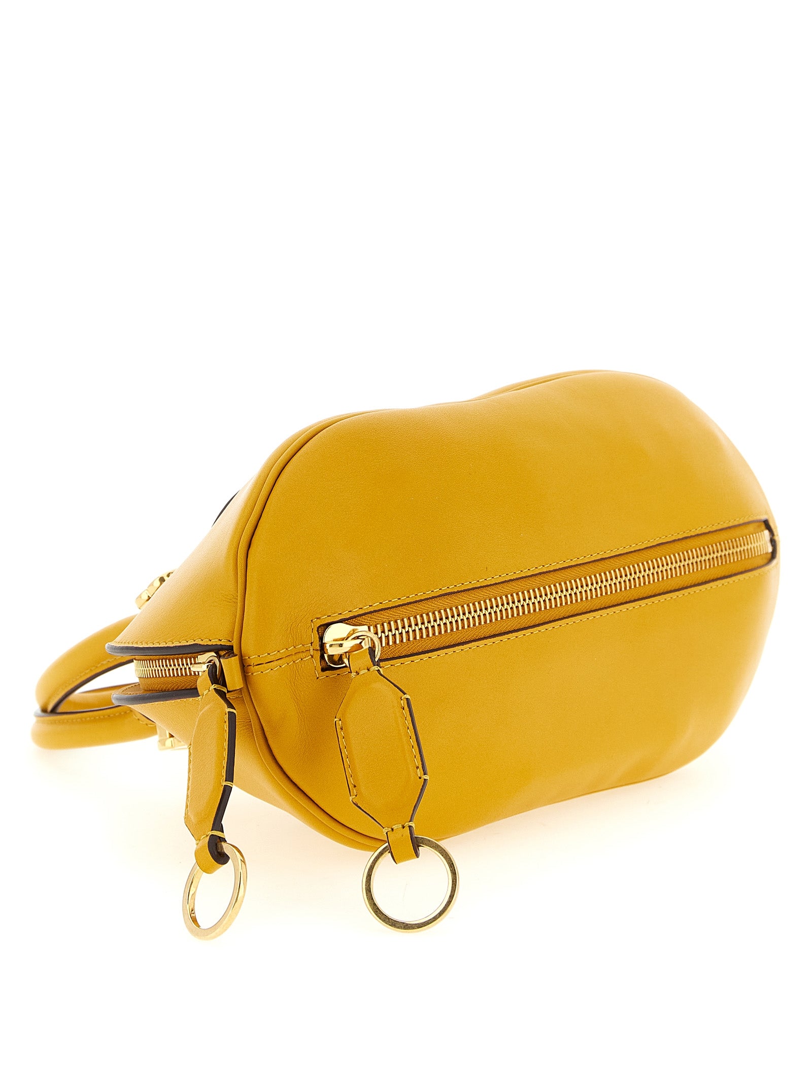 Mini Bowling Handbag by Balenciaga for women in calfskin leather bicolour & yellow features a refined silhouette, showcasing a secure zipper, organized , and versatile shoulder-strap, adjustable-strap & handle for a refined finish.