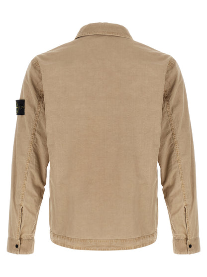 Overshirt by Stone Island for men in cotton canvas beige & signature features an polished silhouette, showcasing a sophisticated and detail for a truly polished finish.