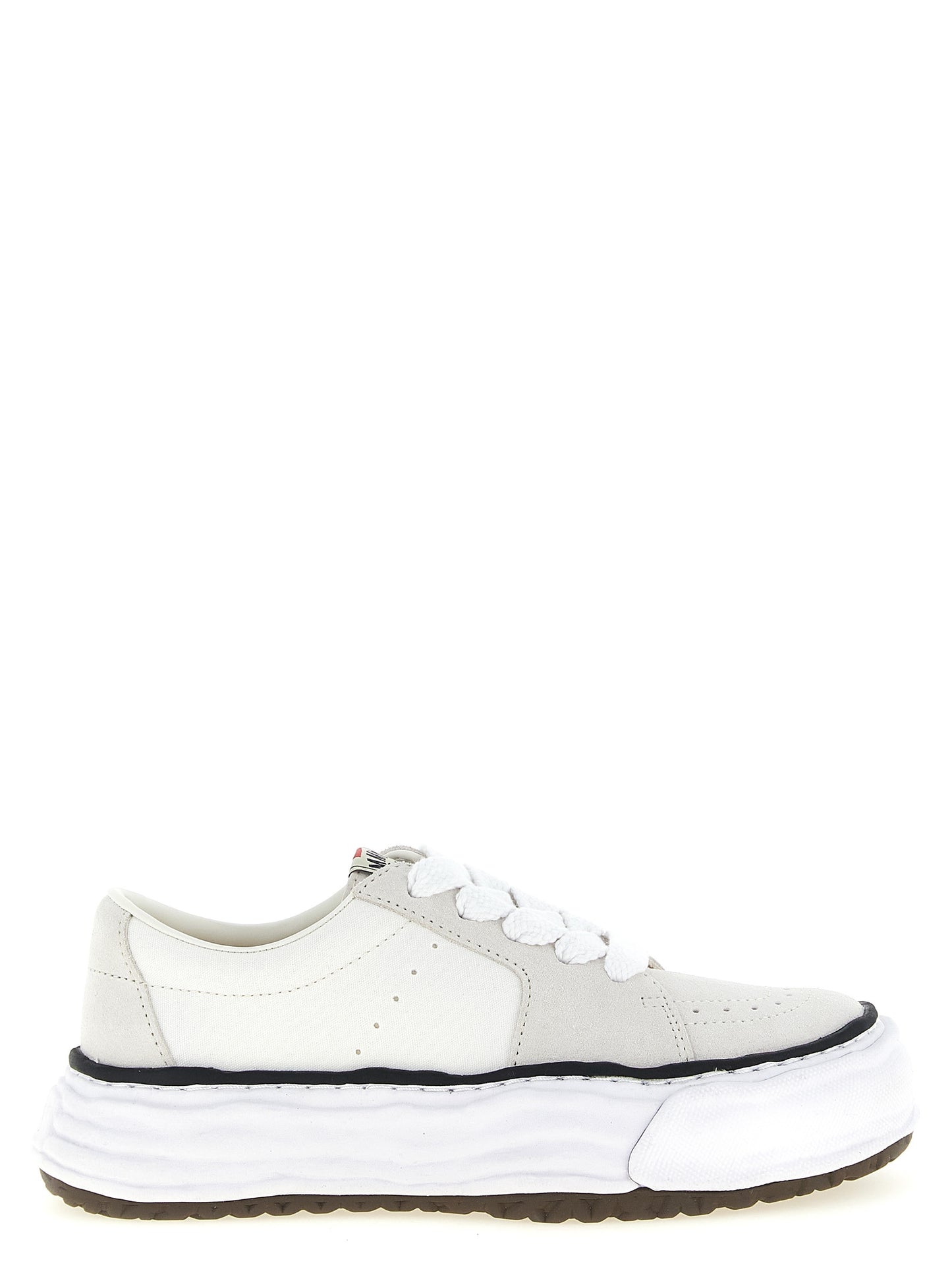 Sneakers by Maison Mihara Yasuhiro for men in suede cowhide leather & canvas white & signature features an fashionable silhouette, showcasing the premium Men's Fashion Suede Cowhide Leather & Canvas Sneakers in a fashionable fashion style that offers a fashionable finish for refined style.