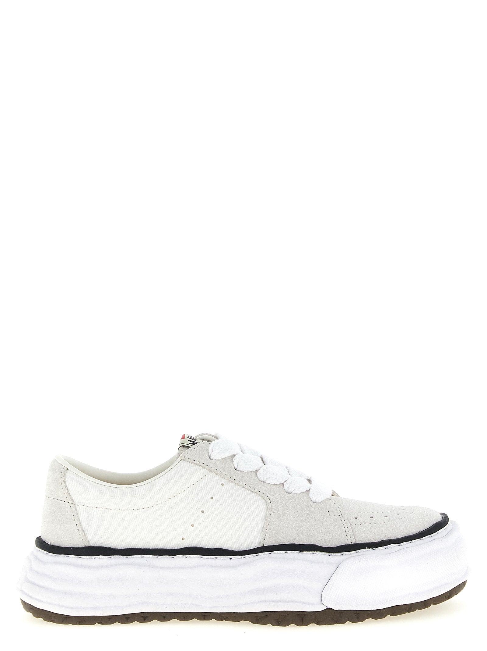 Sneakers by Maison Mihara Yasuhiro for men in suede cowhide leather & canvas white & signature features an fashionable silhouette, showcasing the premium Men's Fashion Suede Cowhide Leather & Canvas Sneakers in a fashionable fashion style that offers a fashionable finish for refined style.