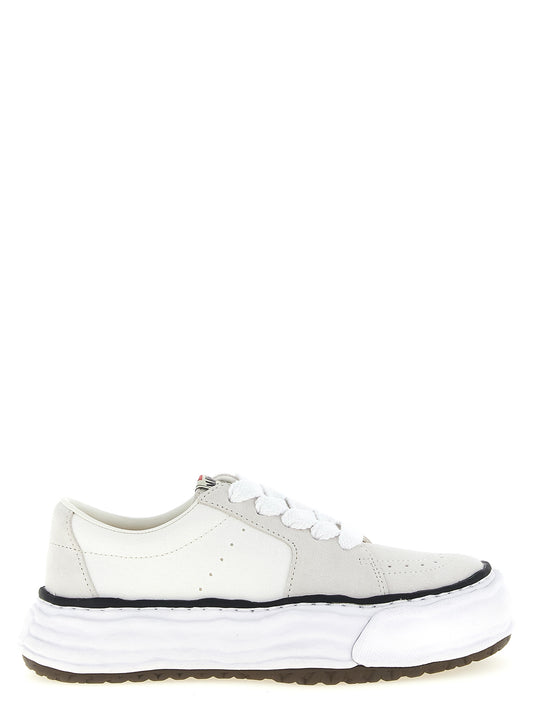 Sneakers by Maison Mihara Yasuhiro for men in suede cowhide leather & canvas white & signature features an fashionable silhouette, showcasing the premium Men's Fashion Suede Cowhide Leather & Canvas Sneakers in a fashionable fashion style that offers a fashionable finish for refined style.