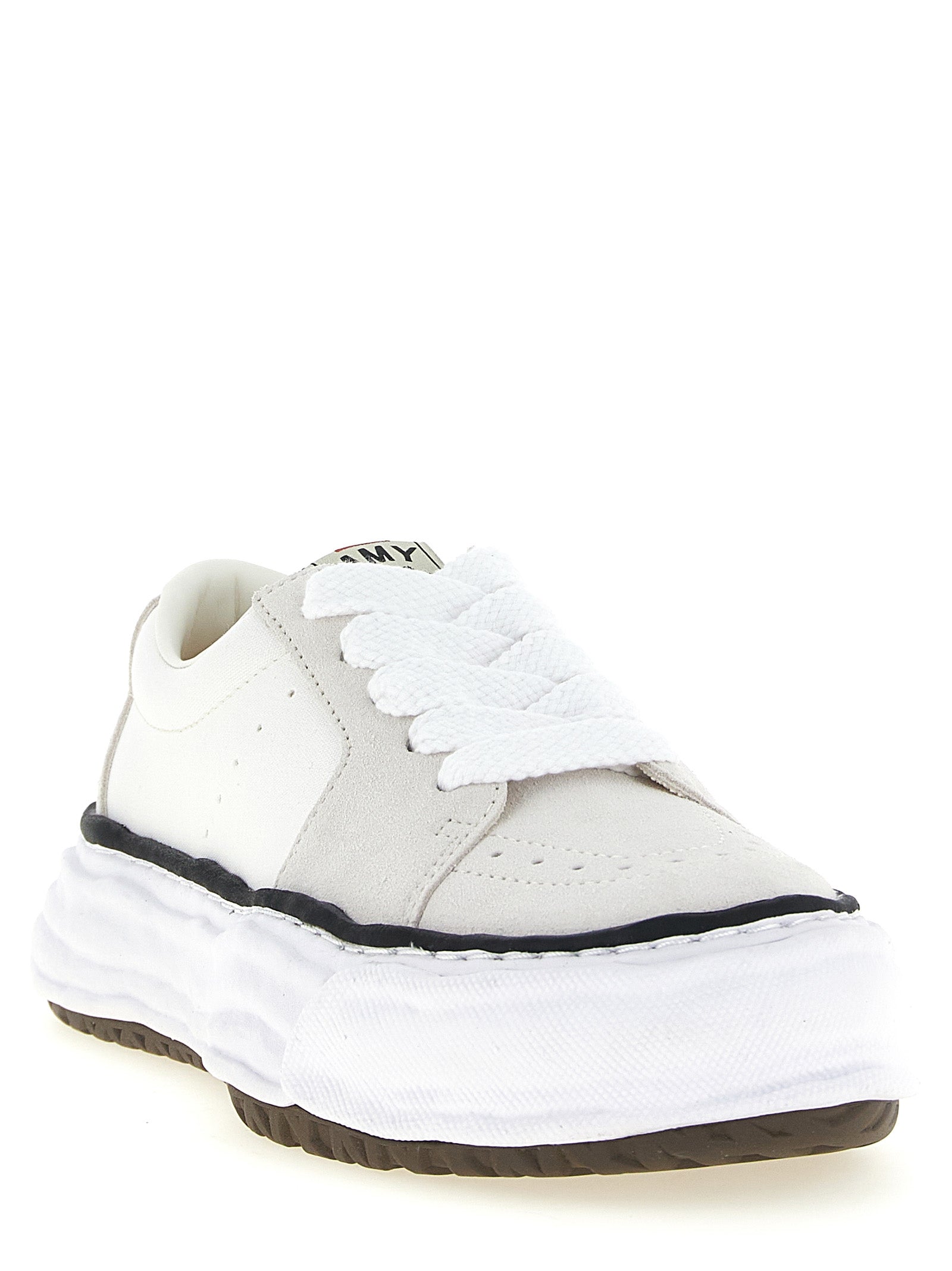 Sneakers by Maison Mihara Yasuhiro for men in suede cowhide leather & canvas white & signature features an timeless silhouette from the Men's Fashion Suede Cowhide Leather & Canvas Sneakers collection, showcasing a signature fashion style with an timeless finish.