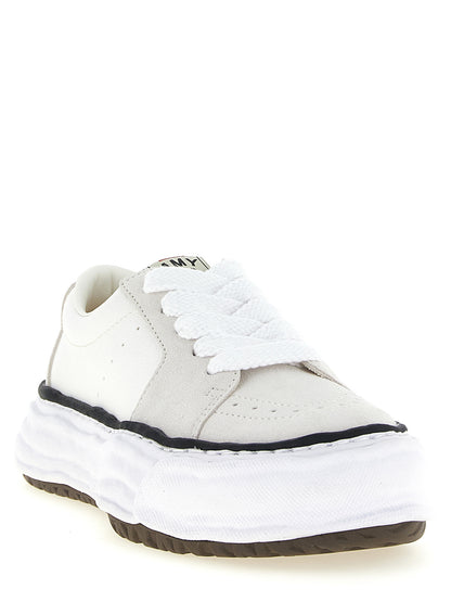 Sneakers by Maison Mihara Yasuhiro for men in suede cowhide leather & canvas white & signature features an timeless silhouette from the Men's Fashion Suede Cowhide Leather & Canvas Sneakers collection, showcasing a signature fashion style with an timeless finish.