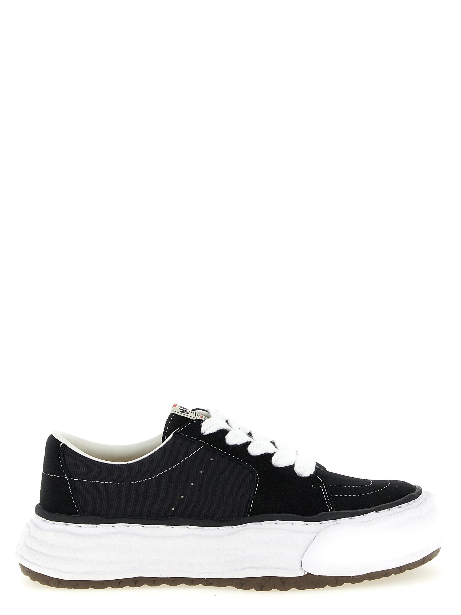 Sneakers by Maison Mihara Yasuhiro for men in suede cowhide leather & canvas black features a chic design, perfectly showcasing the chic fashion style of this Men's Fashion Suede Cowhide Leather & Canvas Sneakers.