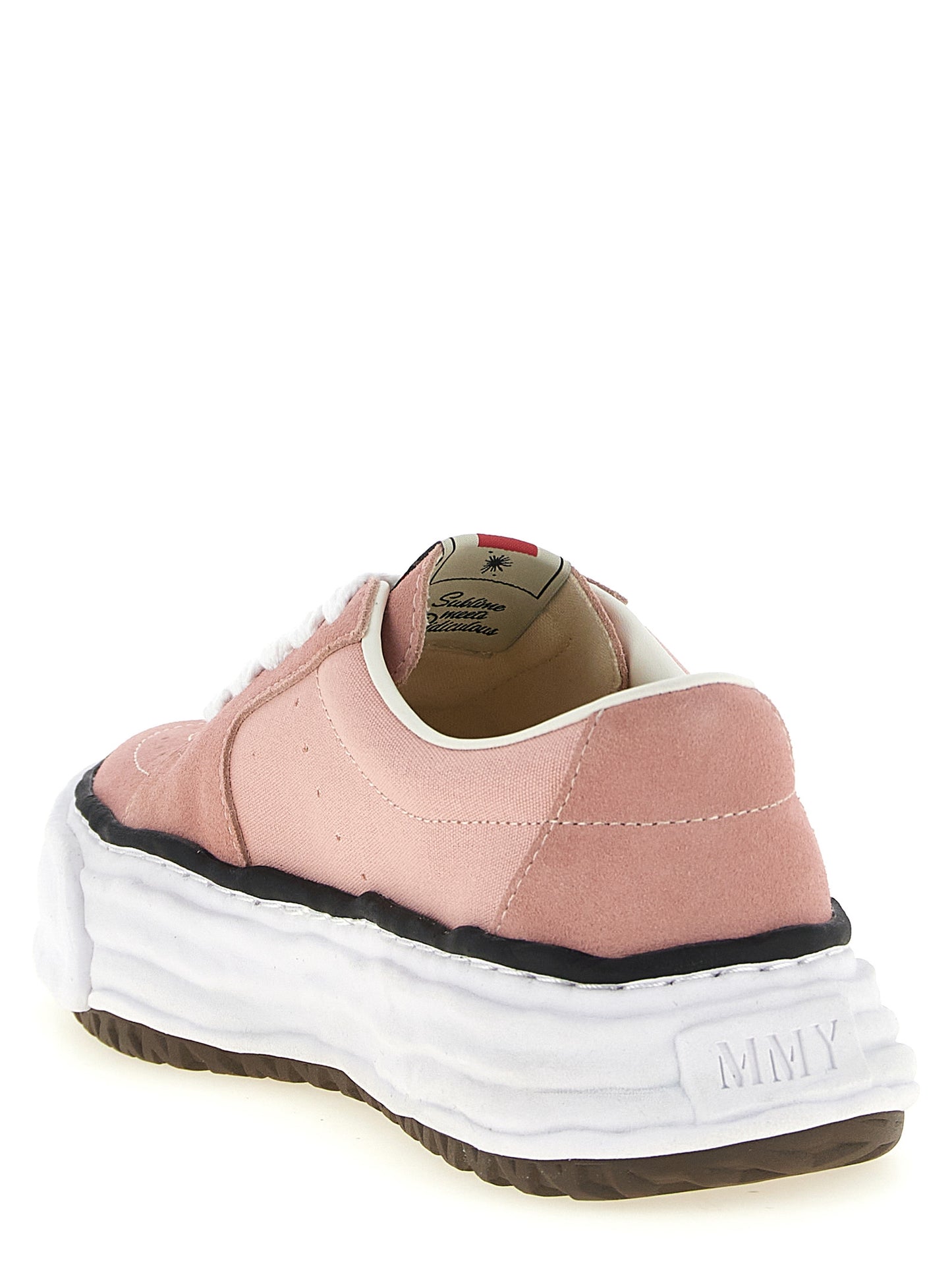 Sneakers by Maison Mihara Yasuhiro for men in suede cowhide leather & canvas multicolor & pink presents a impeccable silhouette as Men's Fashion Suede Cowhide Leather & Canvas Sneakers, expertly defined by a impeccable fashion style for a impeccable, high-fashion look.