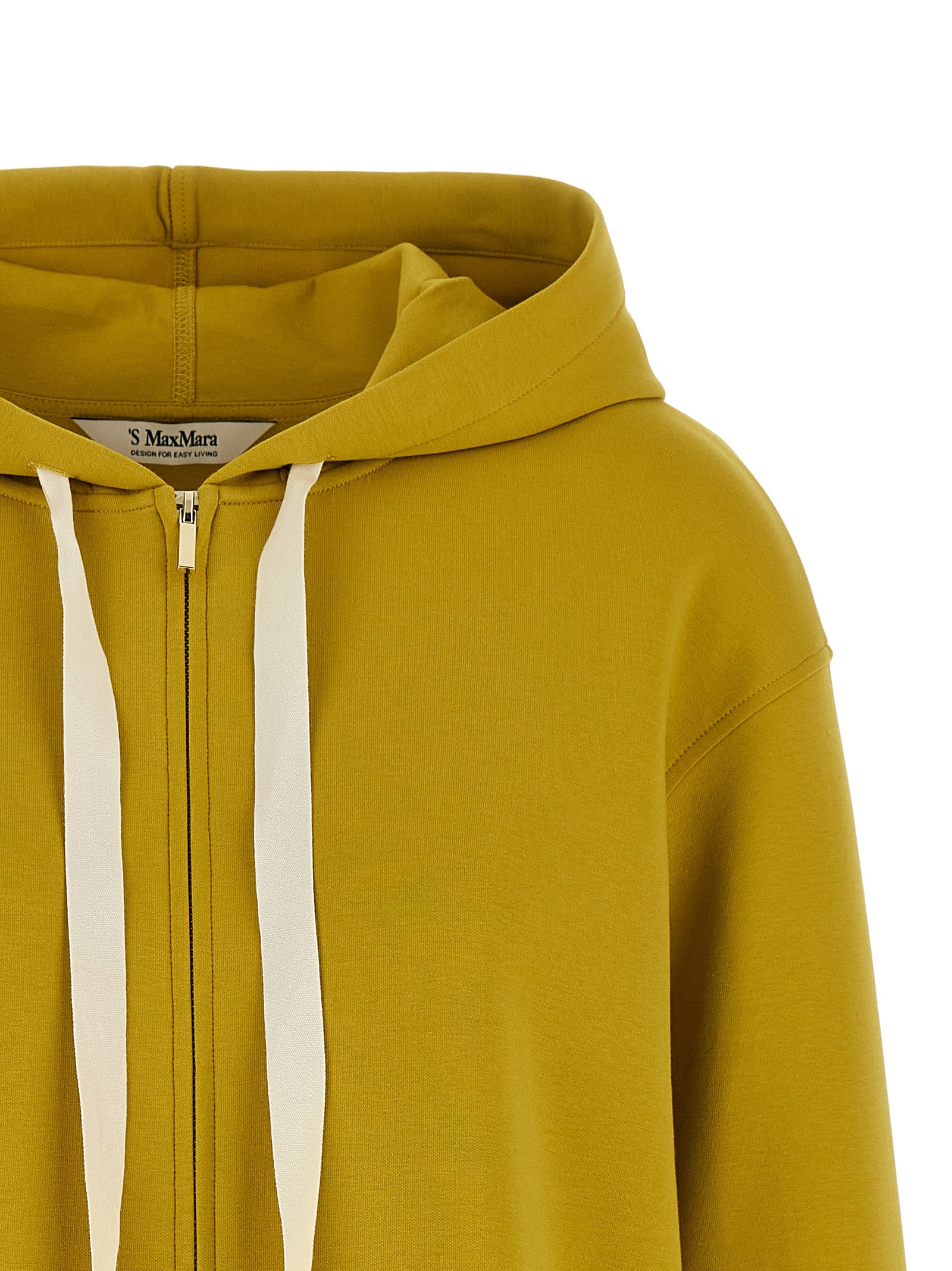 Sweatshirt Hoodie by S Max Mara for women in stretch polyester cotton bicolour & yellow features an luminous silhouette, showcasing a sophisticated hooded neckline and for a truly luminous look.