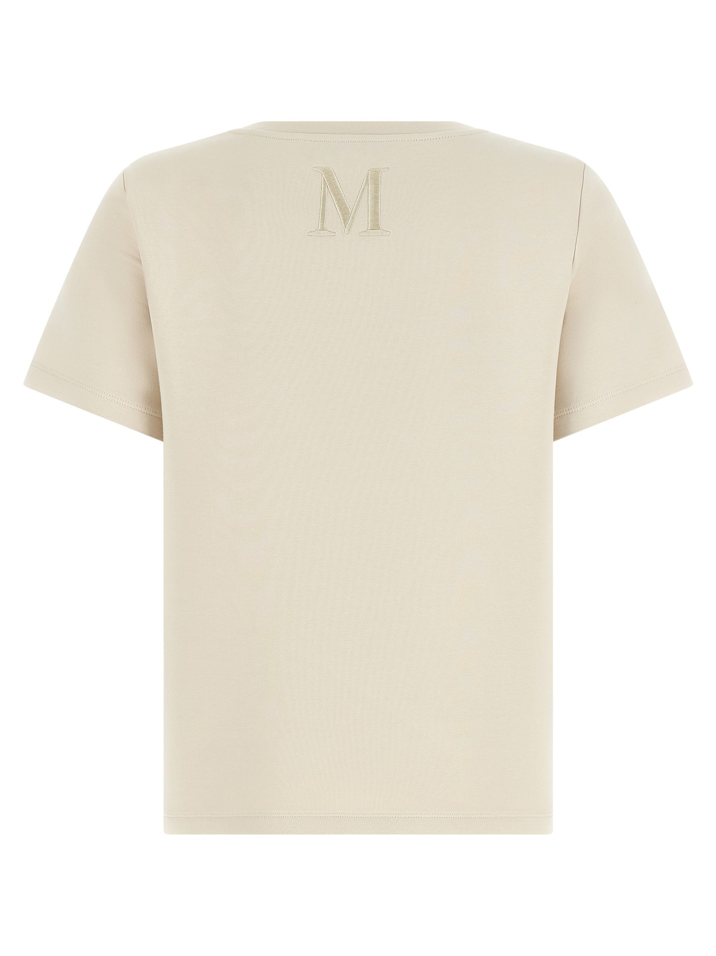 Activewear T-Shirt by S Max Mara for women in stretch polyester cotton beige features an contemporary design with , a length, and a contemporary crew neckline.