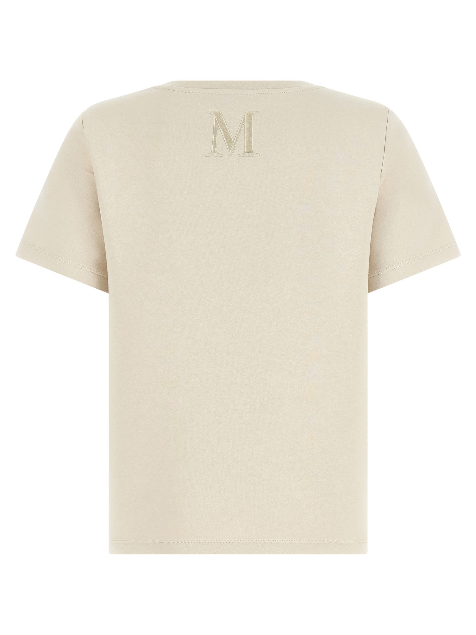 Activewear T-Shirt by S Max Mara for women in stretch polyester cotton beige features an contemporary design with , a length, and a contemporary crew neckline.