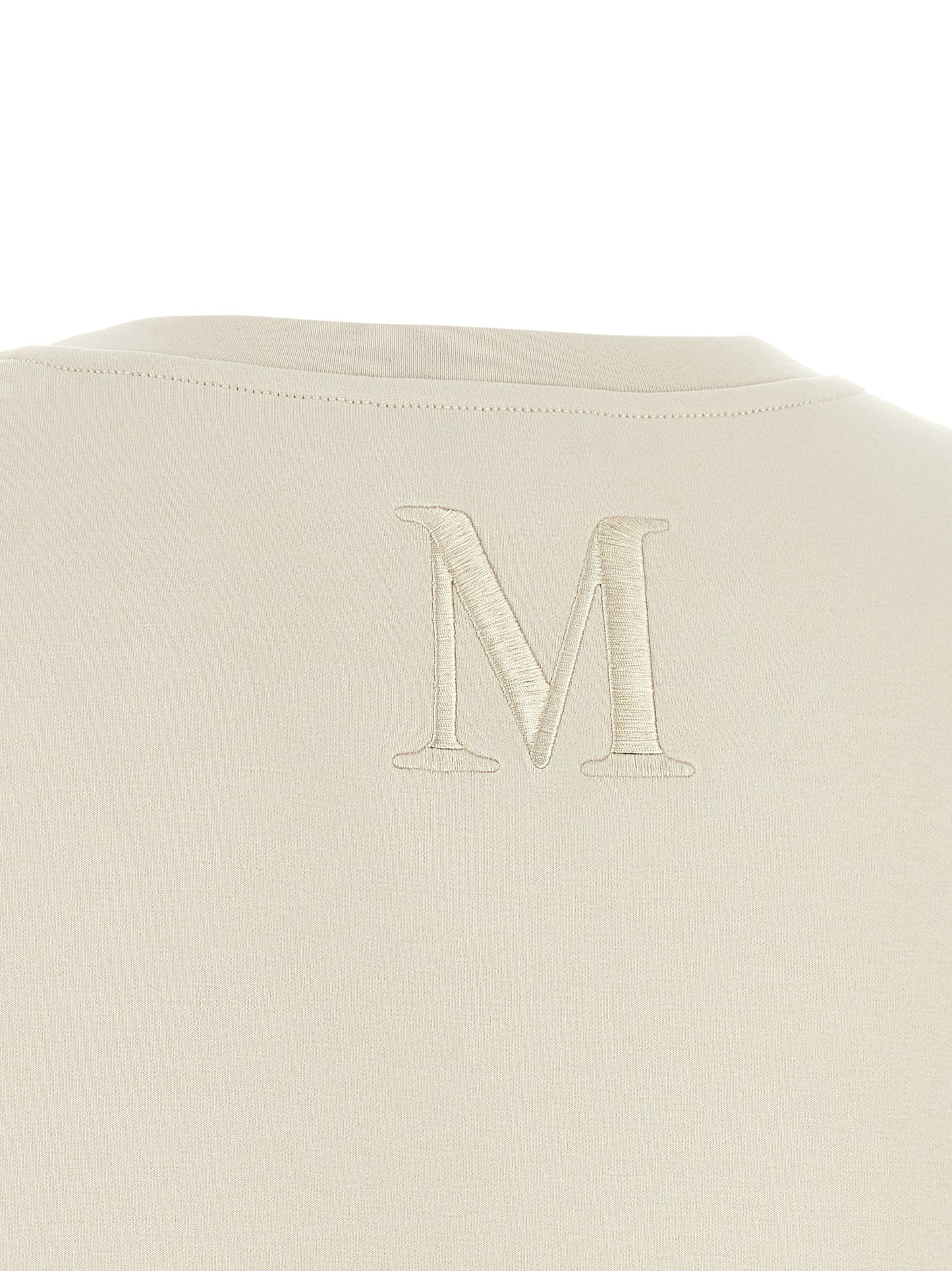Activewear T-Shirt by S Max Mara for women in stretch polyester cotton beige presents a kinetic silhouette, showcasing the kinetic and alongside functional for a premium, athletic look.