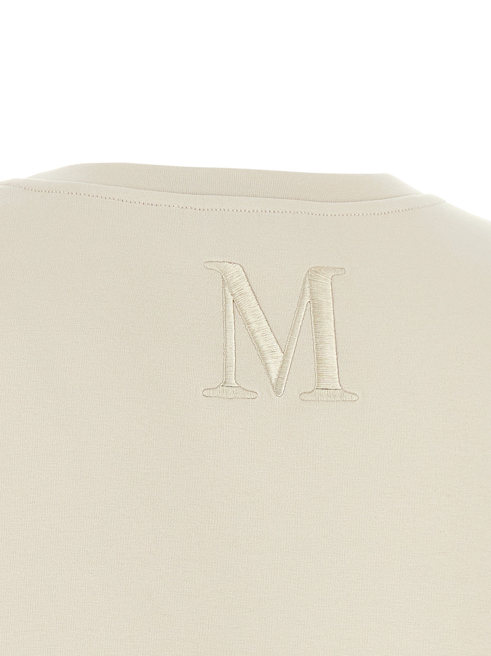Activewear T-Shirt by S Max Mara for women in stretch polyester cotton beige presents a kinetic silhouette, showcasing the kinetic and alongside functional for a premium, athletic look.