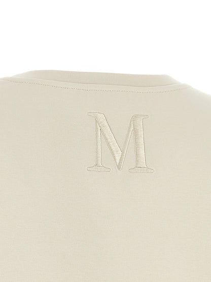 Activewear T-Shirt by S Max Mara for women in stretch polyester cotton beige presents a kinetic silhouette, showcasing the kinetic and alongside functional for a premium, athletic look.