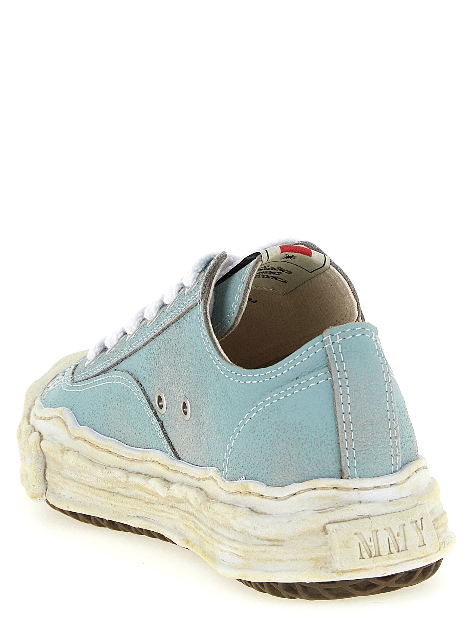 Sneakers by Maison Mihara Yasuhiro for men in cowhide leather light-blue & natural features an versatile design from the Men's Low Top Cowhide Leather Sneakers collection, highlighting a versatile low-top style for a premium, high-fashion look.