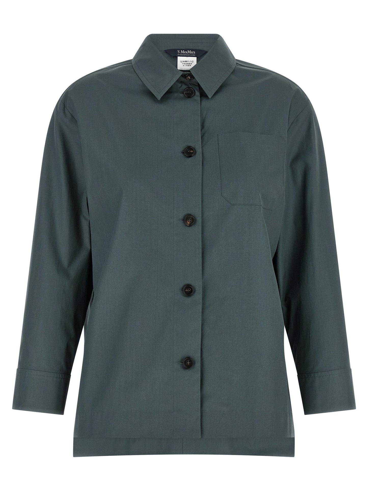 Blouse by S Max Mara for women in cotton gray & horn showcases a sublime silhouette, artfully detailed with a sublime and long-sleeve for a sophisticated, sublime finish.