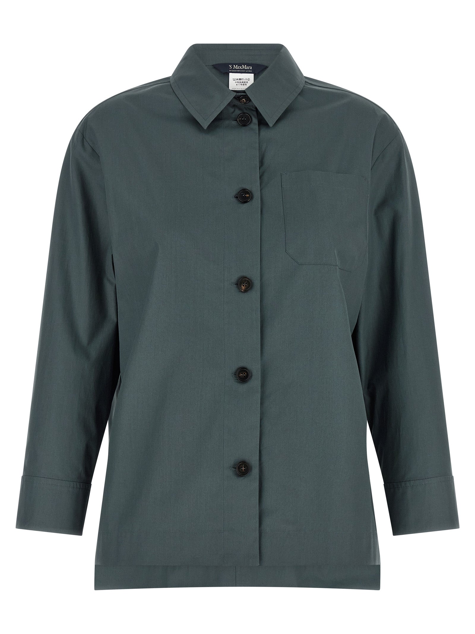Blouse by S Max Mara for women in cotton gray & horn showcases a sublime silhouette, artfully detailed with a sublime and long-sleeve for a sophisticated, sublime finish.