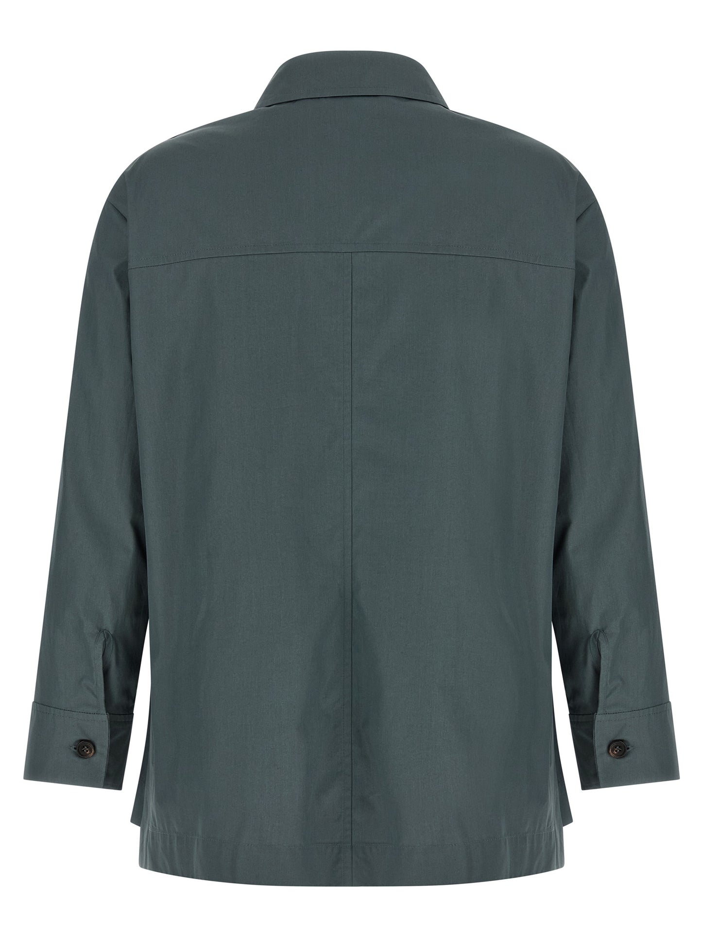 Blouse by S Max Mara for women in cotton gray & horn showcases a sharp silhouette, elegantly detailed with a sharp and sharp .